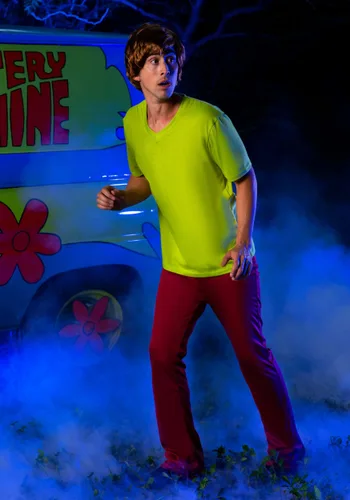 Vista 3 de Disfraz Retro de Shaggy para Hombre Talla Grande de Scooby Doo Multicolor