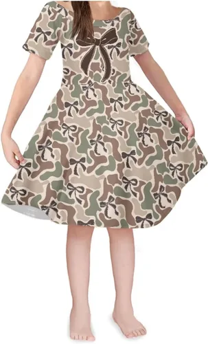 Vista 44 de SEANATIVE Vestido de manga corta para niñas de 3 a 14 años Black Bow Ghost