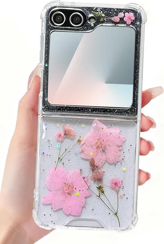 Vista 33 de Funda para Samsung Galaxy Z Flip 3 con purpurina, bonita funda transparente con diseño, brillante, reflectante, con destellos, cubierta de teléfono