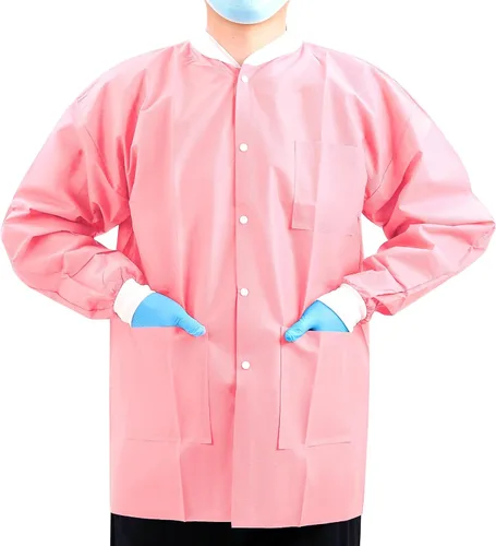 Vista 10 de JMU Paquete de 10-100 abrigos desechables de laboratorio, chaquetas médicas Azul oscuro