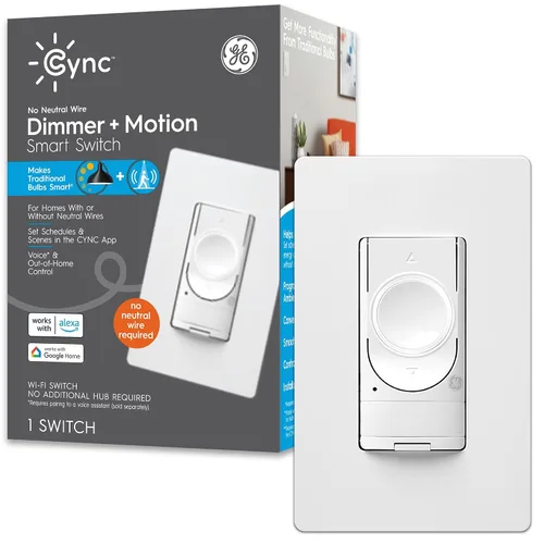 Vista 10 de GE Smart C - Interruptor de luz residencial iluminado sin contacto de 2 amperios, multiubicación, blanco, compatible con Wi-Fi, con pared