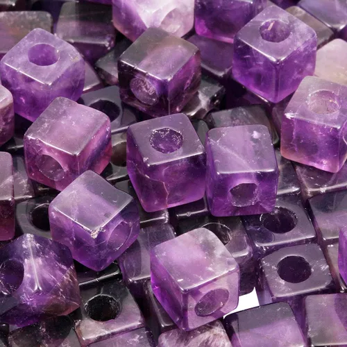 Vista 8 de TUMBEELLUWA Cuentas de piedra para la fabricación de joyas, cuentas sueltas de cristal curativo con agujero grande y forma cuadrada, paquete de 15
