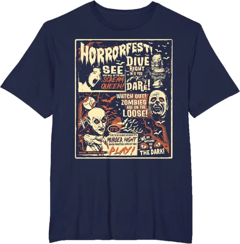 Vista 37 de Camiseta de terror vintage con póster de Halloween y película de terror Negro