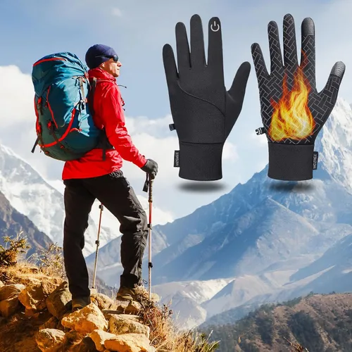 Vista 7 de Guantes de invierno para hombres y mujeres, pantalla táctil térmica, resistentes al agua, resistentes al viento, antideslizantes, palma cálida