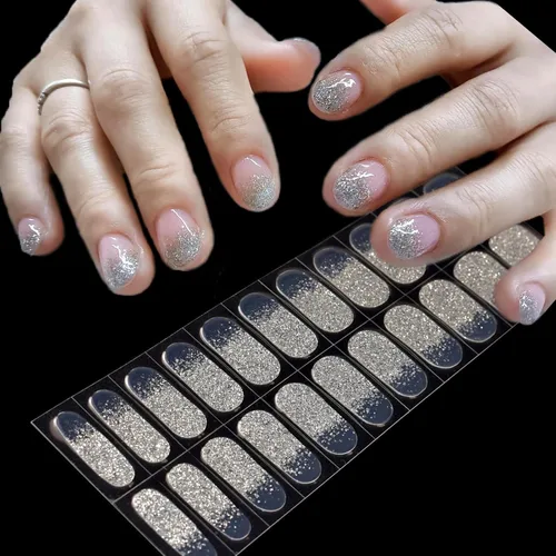 Vista 17 de Tiras de uñas de gel rojo burdeos color sólido pegatinas de gel de uñas 20 envolturas de manicura extra largas