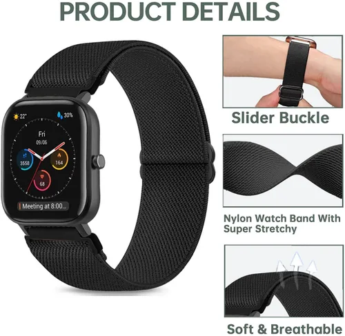 Vista 3 de Paquete de 6 correas elásticas de nailon compatibles con Amazfit Active 2/Active 3 Premium/GTS/ 2/2 mini/ 2e/GTS 3/GTS 4/mini/GTR mini, correas
