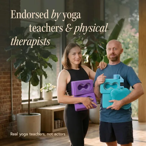 Vista 8 de Deep-Zen® Bloques de yoga con soporte de muñeca; bloques de yoga 2 unidades con rodilleras y correa para poner menos peso en las muñecas; juego