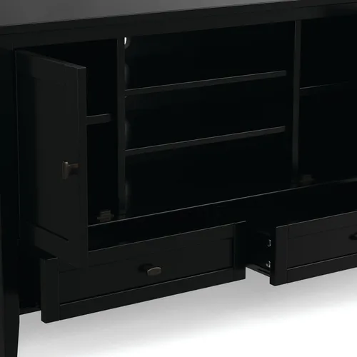 Vista 7 de SIMPLIHOME Warm Shaker - Mueble para TV de MADERA MACIZA de 47 Pulgadas de Ancho Estilo Transicional en Negro Para TVs de hasta 52 Pulgadas, Para