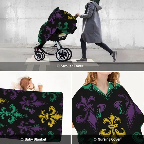 Vista 9 de Cubierta de toldo para asiento de automóvil para bebé, suave y transpirable, fundas de lactancia materna, multiuso, cochecito para bebé, regalo