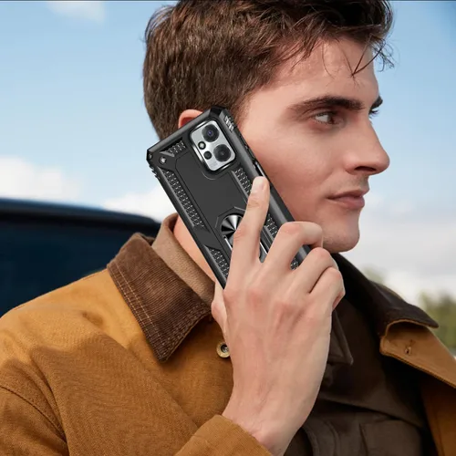 Vista 6 de Funda para Moto G Power 5G 2023 con protector de pantalla HD, funda protectora de grado militar con anillo (negro)