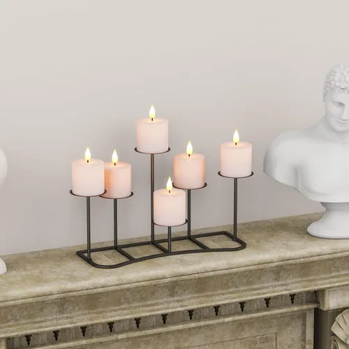 Vista 7 de Candelabros de pilar negro para decoración del hogar, candelabros de hierro DIY 6