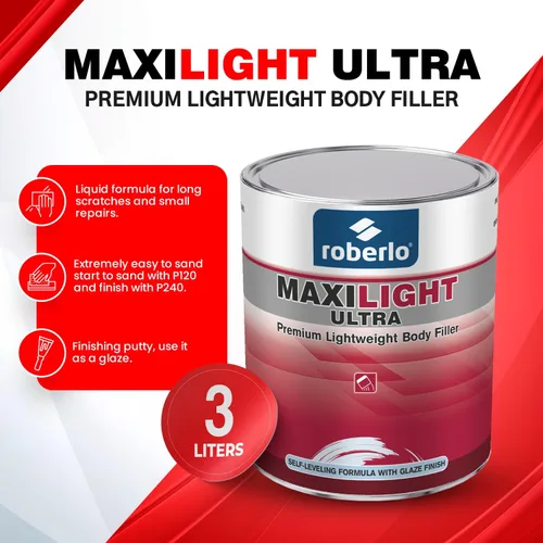 Vista 2 de Roberlo Maxilight Ultra Kit de relleno de cuerpo, reparación avanzada de arañazos, abolladuras y óxido, masilla ligera para automóvil, acero