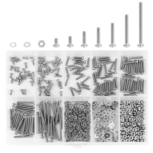 Vista 7 de HELIFOUNER 560 Piezas M2 x 4 mm / 6 mm / 8 mm / 10 mm / 12 mm / 16 mm / 20 mm, Tornillos de Cabeza de Botón con Cavidad Cilíndrica, Tuercas