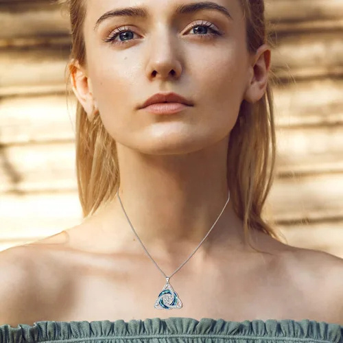 Vista 2 de HOTIE Celtic Jewelry for Women 925 Sterling Silver Celtic Knot Necklace Triquetra Snake Pendant Irish Jewelry for Women Birthday Anniversary