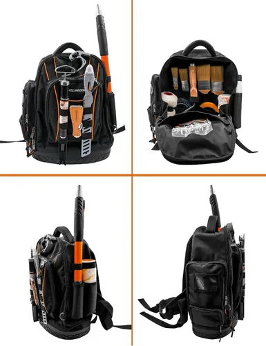 Vista 2 de ROLLINGDOG - Mochila para pintor, resistente y multifuncional Se adapta a todas las herramientas de pintura y bricolaje, organizadores