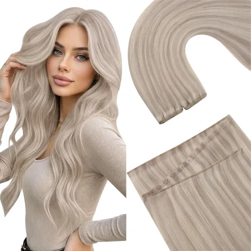 Vista 39 de Ugeat Extensiones de cabello humano de trama de mariposa, color negro, 16