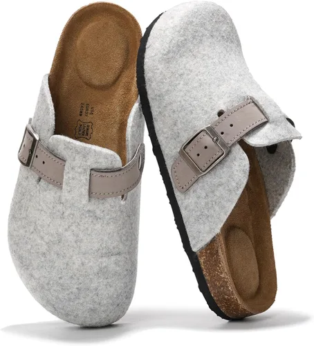 Vista 14 de Project Cloud Benton - Zuecos con plantilla de cuero genuino para mujer, pantuflas de espuma viscoelástica con soporte de arco, sandalias de moda