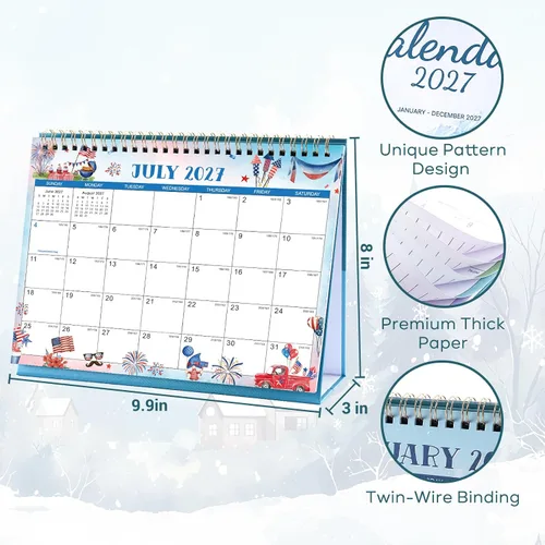 Vista 3 de Calendario de escritorio 2027 – Calendario de escritorio abatible de pie