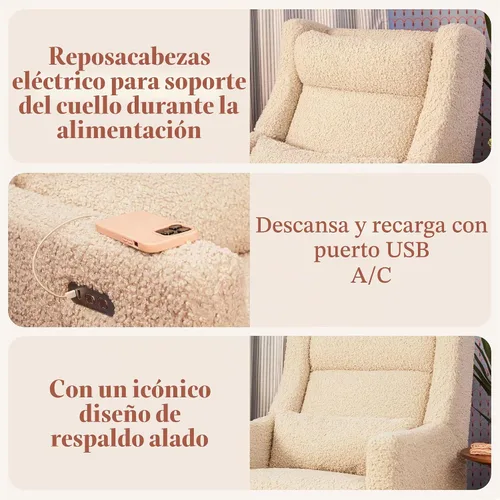 Vista 5 de Babyletto Kiwi Plus - Planeador reclinable eléctrico en lazo de peluche