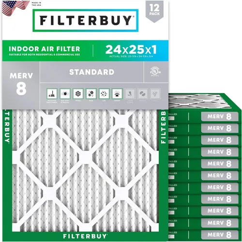 Vista 105 de Filterbuy Filtro de aire MERV 8 de 8 x 14 x 1 pulgadas para defensa contra el polvo y las alergias (paquete de 12), electrostático plisado HVAC