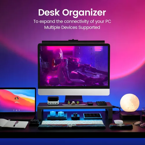 Vista 8 de Soporte de aluminio para monitor con nodo para 4 USB 3.0.