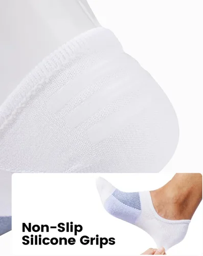 Vista 5 de IDEGG - Calcetines deportivos de algodón de corte bajo con agarre antideslizante para hombres