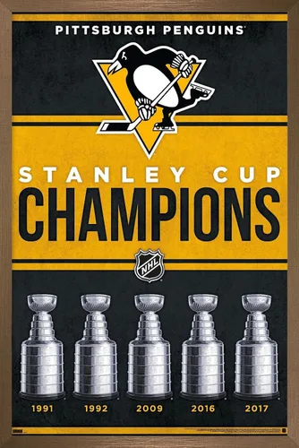Vista 16 de Trends International NHL Pittsburgh Penguins - Póster de pared Champions 23, 14.72 x 22.37 pulgadas, versión enmarcada de madera de granero Versión