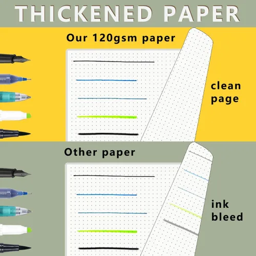 Vista 2 de Cuaderno de espiral punteado de 8.5 x 11 pulgadas con papel grueso de 120 GSM, banda elástica extraíble y tapa dura transparente, 160 páginas por