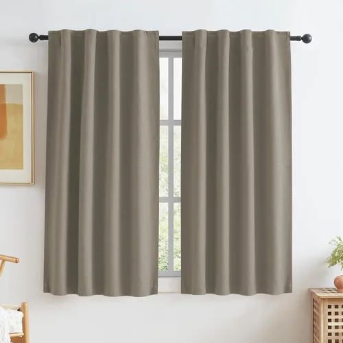 Vista 88 de KEQIAOSUOCAI - Cortinas opacas naturales de 108 pulgadas de largo, cortinas modernas con pestaña trasera, paneles plisados para sistema de cortina