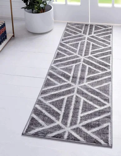Vista 24 de Unique Loom Matrix Trellis Collection - Alfombra de área, diseño (2 pies x 6 pies 1 pulgada, color azul/marfil)