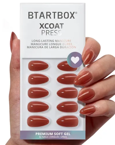 Vista 31 de BTArtbox - Uñas a presión, color crema de vainilla, cuadrado corto, melocotón degradado, 32 unidades 2+ Weeks Wear, Salon-Quality Natural Nails