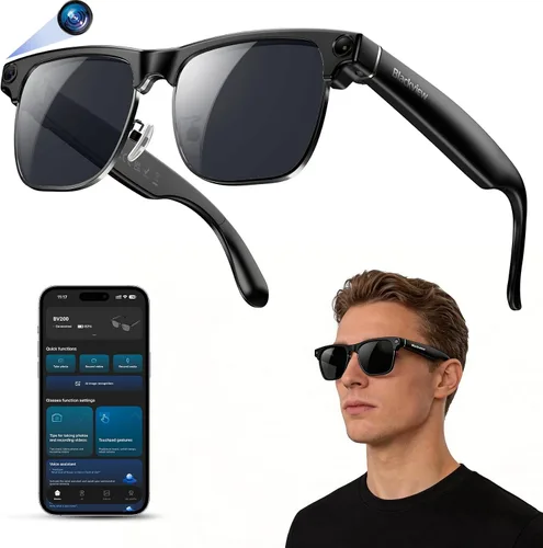Vista 11 de Blackview Lentes inteligentes, lentes de sol polarizados Bluetooth con altavoz, control de voz, protección UV, lente de luz azul