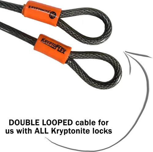Vista 3 de Kryptonite KryptoFlex 525 - Cable de seguridad de doble bucle, 2.5 pies de largo, de acero trenzado flexible, cable antirrobo con extremos en bucle