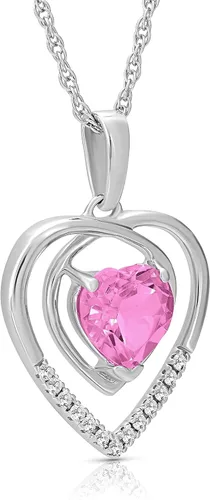 Vista 3 de ARAIYA FINE JEWELRY Collar con colgante de corazón de plata esterlina con diamantes y piedras preciosas (120 quilates, color I-J, claridad I2-I3)
