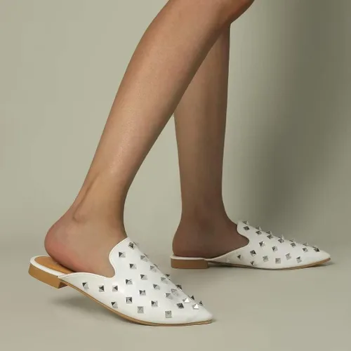 Vista 5 de MUSSHOE - Zuecos puntiagudos para mujer, planos y cómodos