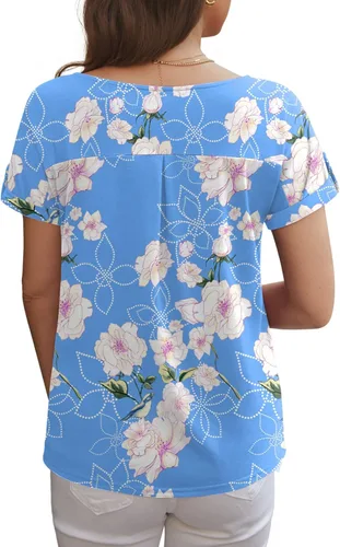 Vista 2 de Ninee Camisetas de manga corta para mujer 2023, básicas, sueltas, túnica de manga murciélago, camiseta casual