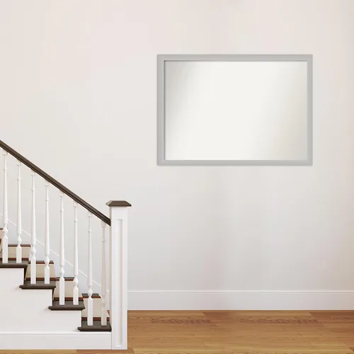Vista 321 de Amanti Art Silver Bathroom Mirror for Over Sink, 26x35 Custom Made Marred Pewter Rectangle Vanity Mirror, Large Casual Wood Frame, Hangs Horizonally
