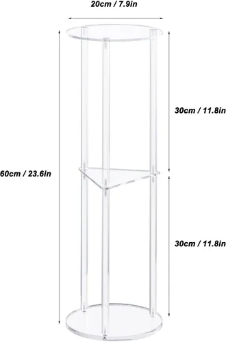 Vista 3 de Mesa auxiliar, moderna y estable mesa redonda de acrílico de 3 niveles con conectores de acero inoxidable resistentes para sala de estar