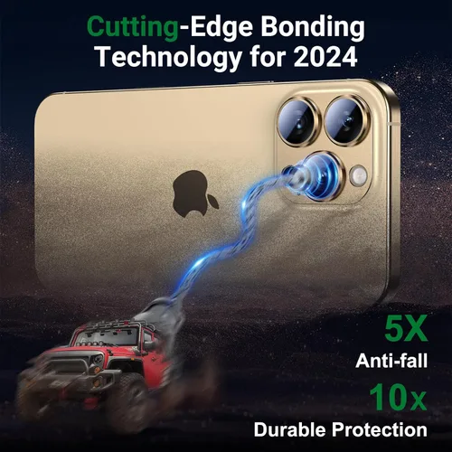 Vista 8 de BAZO Protector de lente de cámara para iPhone 16 Pro Max/iPhone 16 Pro - Vidrio templado, [protección contra caídas], cubierta de cámara 9H, anillo
