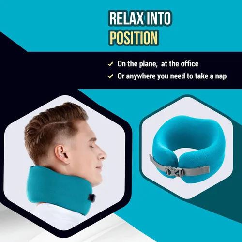 Vista 5 de Skypillow - Almohada ortopédica de viaje para el cuello, soporta de forma segura el cuello para evitar calambres y dolor en el cuello. Almohada