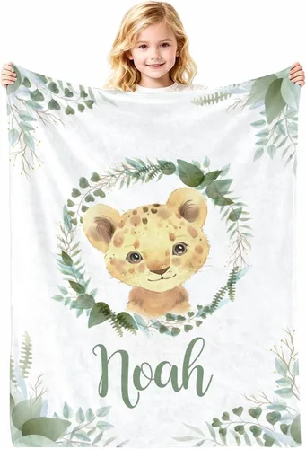Vista 16 de Manta de bebé personalizada con nombre, cobijas de franela suaves y personalizadas con diseño de animales para recién nacidos, niños y niñas