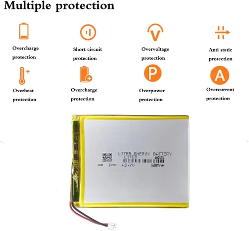 Vista 2 de 3.7V 407595 5500mAh batería de iones de polímero de litio recargable batería de polímero con conector JST 0.079 in