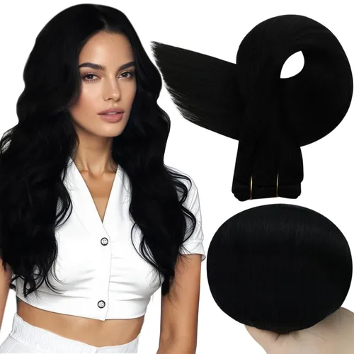 Vista 70 de Full Shine Extensiones de trama de cabello humano, cabello natural negro brillante, para mujeres, 1.76 oz (50 g), 10 pulgadas (25.4 cm), cabello