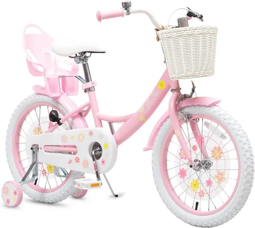 Vista 17 de Bixike Girls Bike with Basket for Toddlers and Kids Aged 3-14 Years Old, 12 14 16 18 Inch with Training Wheels & Doll Seat, 20 Inch with Kickstand &