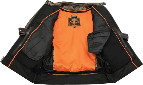 Vista 5 de Milwaukee Leather Chaqueta de moto marrón envejecido para hombre con ventilación