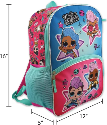 Vista 4 de L.O.L. Surprise! Muñecas Niñas 16" Mochila 5 piezas School Set, AzulRosa, Classic