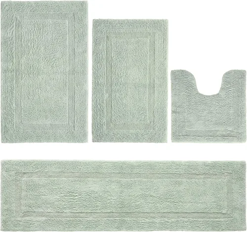 Vista 102 de Better Trends - Juego de 2 alfombras de baño 100% algodón, extra suaves, con borlas, de 17" x 24", alfombra de baño superabsorbente y reversible