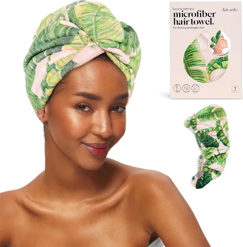 Vista 10 de Kitsch Toalla Envolvente de Microfibra para el Cabello para Mujeres - Toalla de Secado de Cabello Súper Absorbente - Secado Rápido