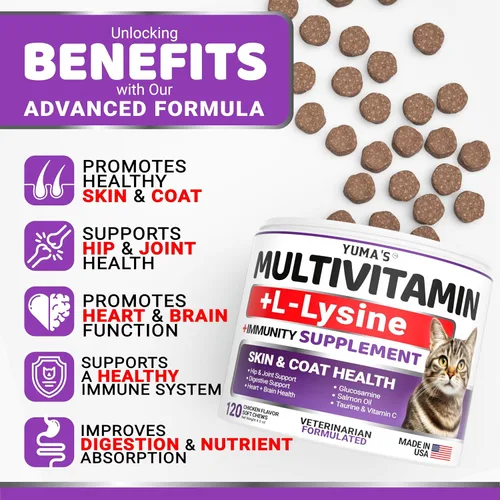Vista 2 de Golosinas multivitamínicas para gatos - Vitaminas y suplementos para gatos - Taurina y lisina para gatos - Omega-3, glucosamina, arándano - Apoyo