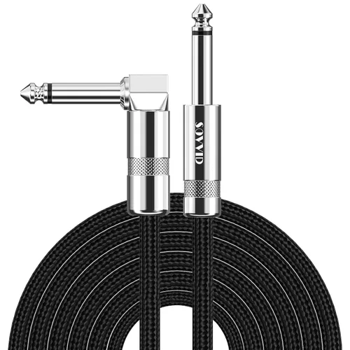 Vista 16 de Cable de Guitarra de 6 Pies Cable de Instrumento para Guitarra Eléctrica y Bajo, Teclado - Cable AMP de Ángulo Recto de 1/4 Pulgada, Negro